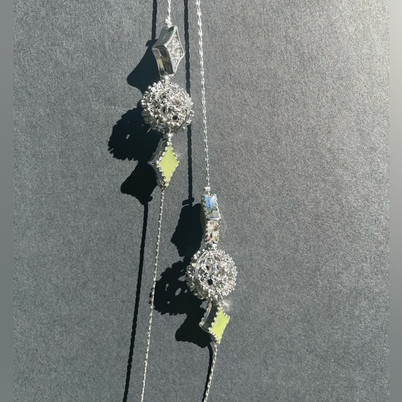 Charming Charlie Necklace & Earring Set. Metal Beads With Light Green Accent.NWT - Picture 4 of 5